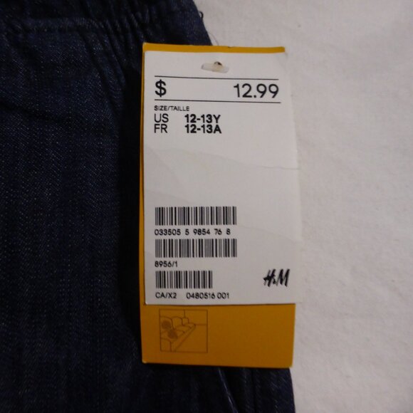 H&M | kids 12-13 years | Dark Blue Lightweight Pull-On Denim / Jean Shorts | NWT - Picture 6 of 16
